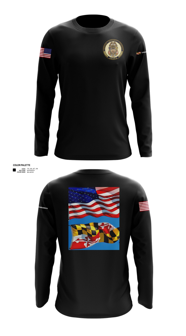 Long Sleeve Performance Shirt, Greenbelt police Charlie squad, Police, Teamtime, Team time, sublimation, custom sports apparel, team uniforms, spirit wear, spiritwear, sports uniforms, custom shirts, team store, custom team store, fundraiser sports, apparel fundraiser