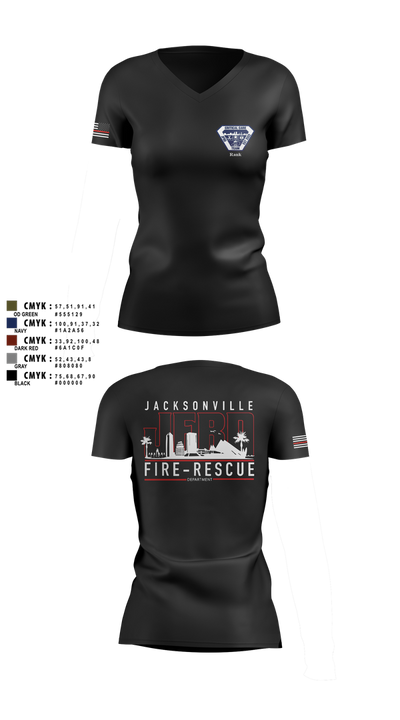 JFRD Critical Care Team 81495664 Women's Short Sleeve V-neck Shirt - 6