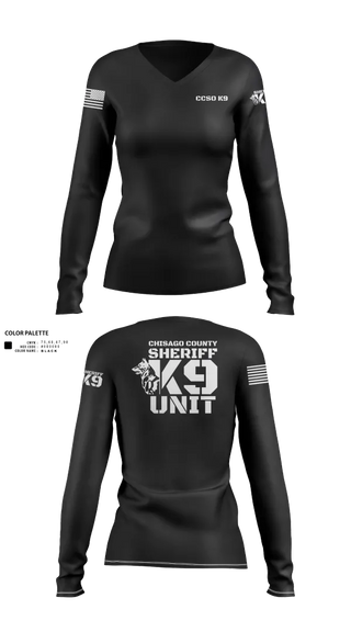 Womens Long Sleeve Vneck Shirt, Chisago County K9 Unit, , Teamtime, Team time, sublimation, custom sports apparel, team uniforms, spirit wear, spiritwear, sports uniforms, custom shirts, team store, custom team store, fundraiser sports, apparel fundraiser