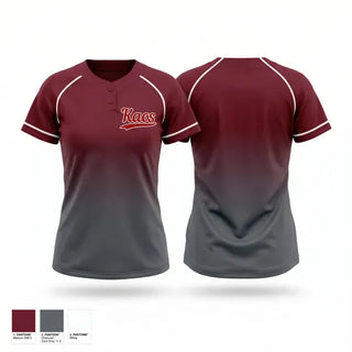 Two Button Softball Jersey, KAOS, Softball, Teamtime, Team time, sublimation, custom sports apparel, team uniforms, spirit wear, spiritwear, sports uniforms, custom shirts, team store, custom team store, fundraiser sports, apparel fundraiser