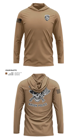 Long Sleeve Performance Shirt with hood, La Marque Arson Police, Police, Teamtime, Team time, sublimation, custom sports apparel, team uniforms, spirit wear, spiritwear, sports uniforms, custom shirts, team store, custom team store, fundraiser sports, apparel fundraiser