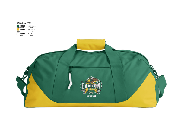 Duffle Bag, Canyon High School Girls Soccer, Women's Soccer, Teamtime, Team time, sublimation, custom sports apparel, team uniforms, spirit wear, spiritwear, sports uniforms, custom shirts, team store, custom team store, fundraiser sports, apparel fundraiser