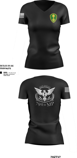 Womens Short Sleeve Vneck Shirt, 79th MP Co, Army, Teamtime, Team time, sublimation, custom sports apparel, team uniforms, spirit wear, spiritwear, sports uniforms, custom shirts, team store, custom team store, fundraiser sports, apparel fundraiser