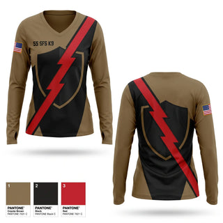 Womens Long Sleeve Vneck Shirt, 55 SFS K9, Air Force, Teamtime, Team time, sublimation, custom sports apparel, team uniforms, spirit wear, spiritwear, sports uniforms, custom shirts, team store, custom team store, fundraiser sports, apparel fundraiser