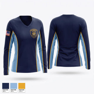 Womens Long Sleeve Vneck Shirt, New Brunswick Police Department, Police, Teamtime, Team time, sublimation, custom sports apparel, team uniforms, spirit wear, spiritwear, sports uniforms, custom shirts, team store, custom team store, fundraiser sports, apparel fundraiser