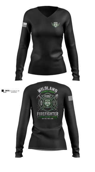Womens Long Sleeve Vneck Shirt, Wildland Security Group, , Teamtime, Team time, sublimation, custom sports apparel, team uniforms, spirit wear, spiritwear, sports uniforms, custom shirts, team store, custom team store, fundraiser sports, apparel fundraiser