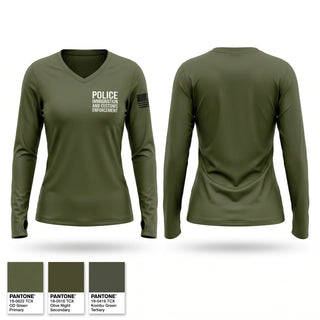 Womens Long Sleeve Vneck Shirt, Police - immigration and customs enforcement, Police, Teamtime, Team time, sublimation, custom sports apparel, team uniforms, spirit wear, spiritwear, sports uniforms, custom shirts, team store, custom team store, fundraiser sports, apparel fundraiser
