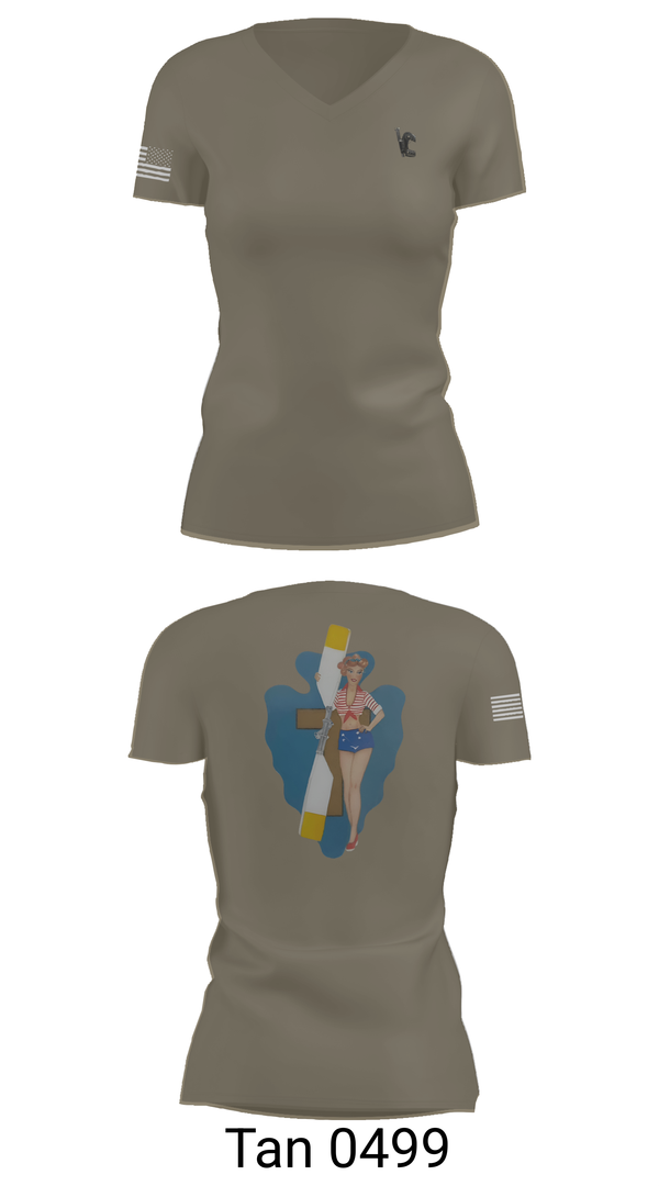 Womens Short Sleeve Vneck Shirt, B Co 1/114th Maintenance, Army, Teamtime, Team time, sublimation, custom sports apparel, team uniforms, spirit wear, spiritwear, sports uniforms, custom shirts, team store, custom team store, fundraiser sports, apparel fundraiser
