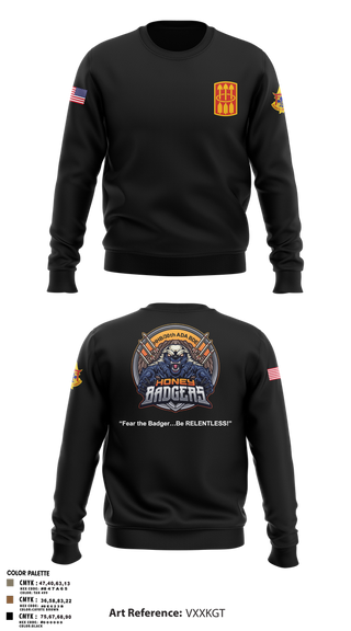 Crew Neck Sweatshirt, Honey Badgers / 30X, Army, Teamtime, Team time, sublimation, custom sports apparel, team uniforms, spirit wear, spiritwear, sports uniforms, custom shirts, team store, custom team store, fundraiser sports, apparel fundraiser