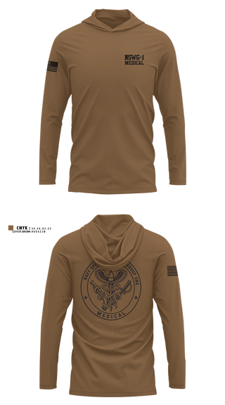 Long Sleeve hooded sunshirt, NSWG-1 Medical, Navy, Teamtime, Team time, sublimation, custom sports apparel, team uniforms, spirit wear, spiritwear, sports uniforms, custom shirts, team store, custom team store, fundraiser sports, apparel fundraiser
