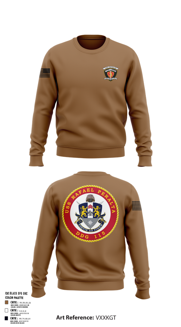 Crew Neck Sweatshirt, USS Rafael Peralta DDG 115, Navy, Teamtime, Team time, sublimation, custom sports apparel, team uniforms, spirit wear, spiritwear, sports uniforms, custom shirts, team store, custom team store, fundraiser sports, apparel fundraiser