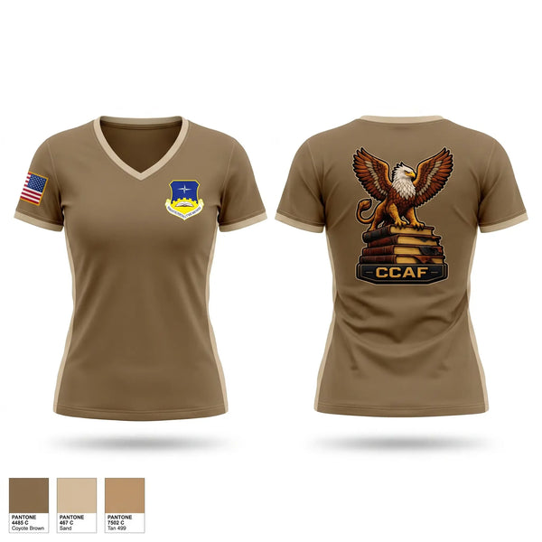 Womens Short Sleeve Vneck Shirt, CCAF, Air Force, Teamtime, Team time, sublimation, custom sports apparel, team uniforms, spirit wear, spiritwear, sports uniforms, custom shirts, team store, custom team store, fundraiser sports, apparel fundraiser
