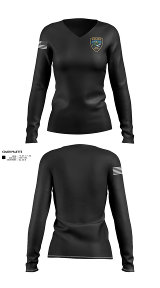 Womens Long Sleeve Vneck Shirt, North Bend PD, Police, Teamtime, Team time, sublimation, custom sports apparel, team uniforms, spirit wear, spiritwear, sports uniforms, custom shirts, team store, custom team store, fundraiser sports, apparel fundraiser