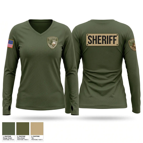 Womens Long Sleeve Vneck Shirt, Lynn County Sheriff’s Office, Police, Teamtime, Team time, sublimation, custom sports apparel, team uniforms, spirit wear, spiritwear, sports uniforms, custom shirts, team store, custom team store, fundraiser sports, apparel fundraiser