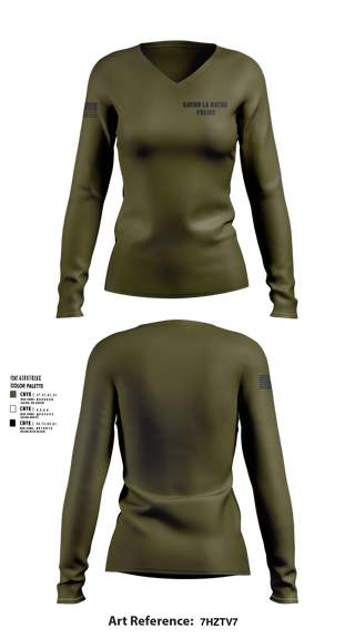 Womens Long Sleeve Vneck Shirt, Bayou La Batre Police, Police, Teamtime, Team time, sublimation, custom sports apparel, team uniforms, spirit wear, spiritwear, sports uniforms, custom shirts, team store, custom team store, fundraiser sports, apparel fundraiser