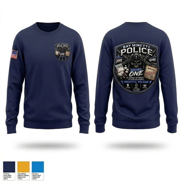 Crew Neck Sweatshirt, BMPD 1ST SQAUD, Police, Teamtime, Team time, sublimation, custom sports apparel, team uniforms, spirit wear, spiritwear, sports uniforms, custom shirts, team store, custom team store, fundraiser sports, apparel fundraiser