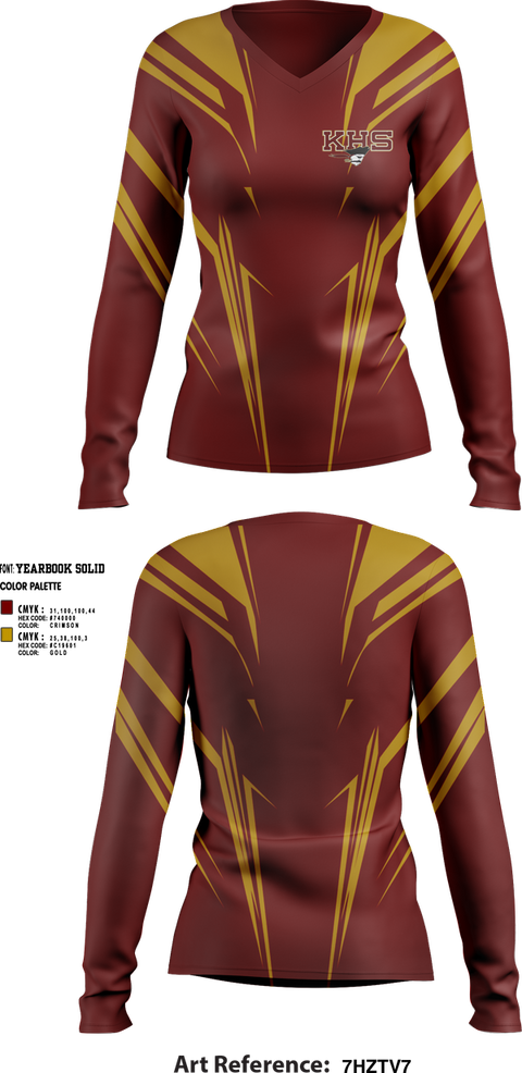 Womens Long Sleeve Vneck Shirt, Kingston High School Cheer, Cheer, Teamtime, Team time, sublimation, custom sports apparel, team uniforms, spirit wear, spiritwear, sports uniforms, custom shirts, team store, custom team store, fundraiser sports, apparel fundraiser