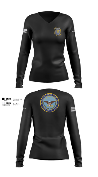 Womens Long Sleeve Vneck Shirt, DEPARTMENT OF THE ARMY CIVILIAN POLICE, Army, Teamtime, Team time, sublimation, custom sports apparel, team uniforms, spirit wear, spiritwear, sports uniforms, custom shirts, team store, custom team store, fundraiser sports, apparel fundraiser