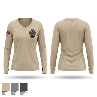 Womens Long Sleeve Vneck Shirt, Dallas Marshal, Police, Teamtime, Team time, sublimation, custom sports apparel, team uniforms, spirit wear, spiritwear, sports uniforms, custom shirts, team store, custom team store, fundraiser sports, apparel fundraiser