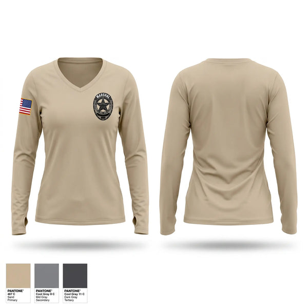 Womens Long Sleeve Vneck Shirt, Dallas Marshal, Police, Teamtime, Team time, sublimation, custom sports apparel, team uniforms, spirit wear, spiritwear, sports uniforms, custom shirts, team store, custom team store, fundraiser sports, apparel fundraiser