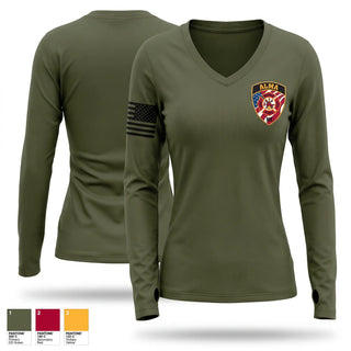 Womens Long Sleeve Vneck Shirt, Alma District Fire Department, Fire Department, Teamtime, Team time, sublimation, custom sports apparel, team uniforms, spirit wear, spiritwear, sports uniforms, custom shirts, team store, custom team store, fundraiser sports, apparel fundraiser