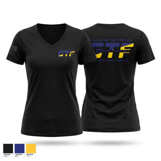 Womens Short Sleeve Vneck Shirt, Delaware GTF, Police, Teamtime, Team time, sublimation, custom sports apparel, team uniforms, spirit wear, spiritwear, sports uniforms, custom shirts, team store, custom team store, fundraiser sports, apparel fundraiser