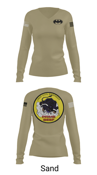 Womens Long Sleeve Vneck Shirt, 185th CES, Navy, Teamtime, Team time, sublimation, custom sports apparel, team uniforms, spirit wear, spiritwear, sports uniforms, custom shirts, team store, custom team store, fundraiser sports, apparel fundraiser