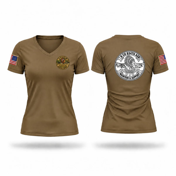 Womens Short Sleeve Vneck Shirt, B co 834 ASB, National Guard, Teamtime, Team time, sublimation, custom sports apparel, team uniforms, spirit wear, spiritwear, sports uniforms, custom shirts, team store, custom team store, fundraiser sports, apparel fundraiser