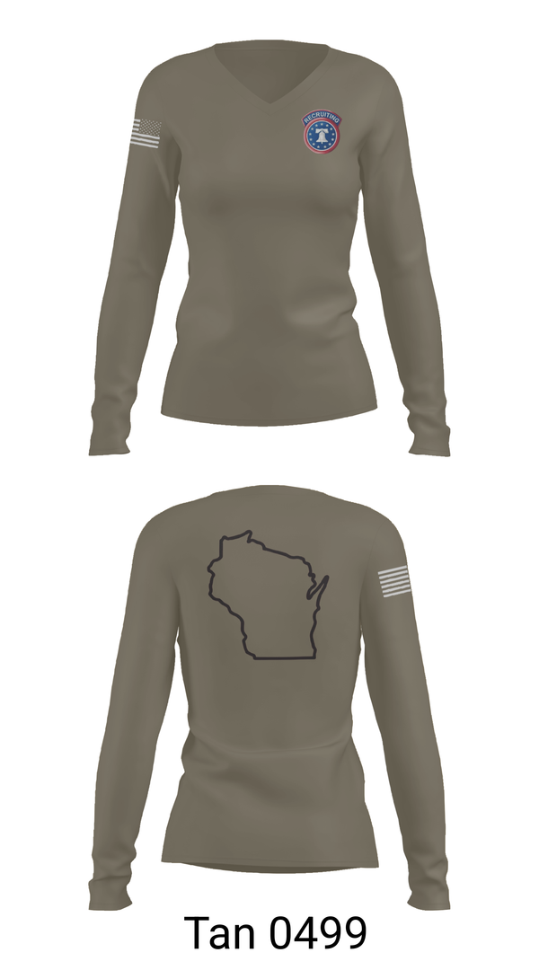 Womens Long Sleeve Vneck Shirt, Waukesha recruiting station, Army, Teamtime, Team time, sublimation, custom sports apparel, team uniforms, spirit wear, spiritwear, sports uniforms, custom shirts, team store, custom team store, fundraiser sports, apparel fundraiser