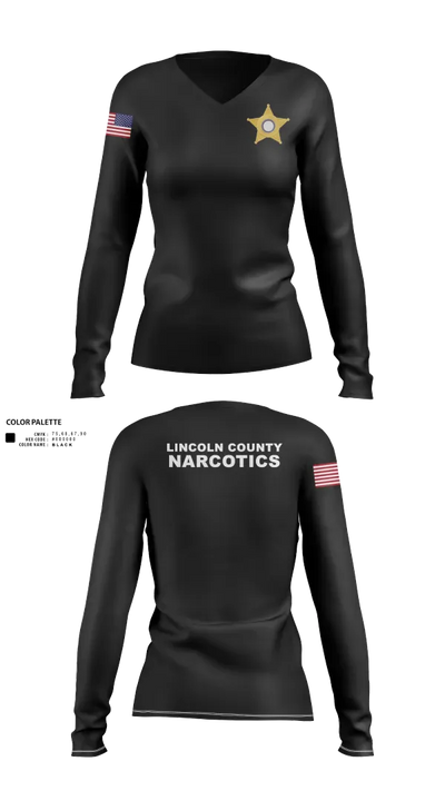 Lincoln County Narcotics 81046896 Women's Long Sleeve V-neck Shirt - 21