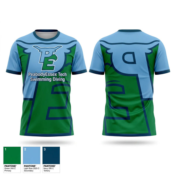 Soft Poly Tee Cotton Like Feel, Peabody Veterans Memorial High School Swimming, Swimming, Teamtime, Team time, sublimation, custom sports apparel, team uniforms, spirit wear, spiritwear, sports uniforms, custom shirts, team store, custom team store, fundraiser sports, apparel fundraiser