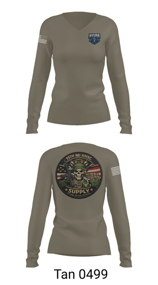 Womens Long Sleeve Vneck Shirt, 15TH MI, Army, Teamtime, Team time, sublimation, custom sports apparel, team uniforms, spirit wear, spiritwear, sports uniforms, custom shirts, team store, custom team store, fundraiser sports, apparel fundraiser