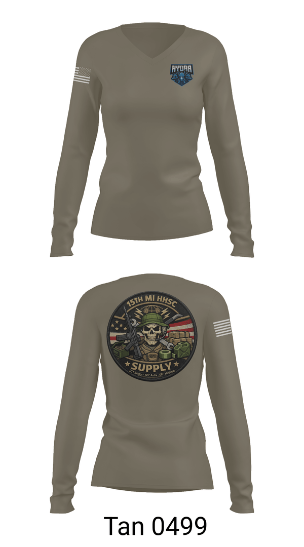 Womens Long Sleeve Vneck Shirt, 15TH MI, Army, Teamtime, Team time, sublimation, custom sports apparel, team uniforms, spirit wear, spiritwear, sports uniforms, custom shirts, team store, custom team store, fundraiser sports, apparel fundraiser