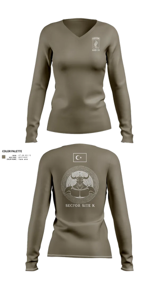 Womens Long Sleeve Vneck Shirt, 173RD ABN, Army, Teamtime, Team time, sublimation, custom sports apparel, team uniforms, spirit wear, spiritwear, sports uniforms, custom shirts, team store, custom team store, fundraiser sports, apparel fundraiser