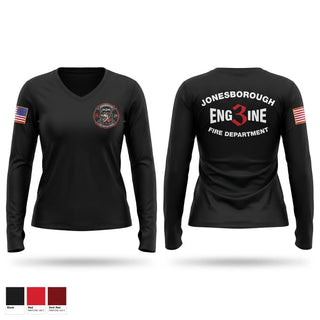 Womens Long Sleeve Vneck Shirt, Jonesborough Fire Department, Fire Department, Teamtime, Team time, sublimation, custom sports apparel, team uniforms, spirit wear, spiritwear, sports uniforms, custom shirts, team store, custom team store, fundraiser sports, apparel fundraiser