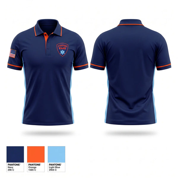 Short Sleeve Performance Polo, Stratford EMS, EMS/EMT, Teamtime, Team time, sublimation, custom sports apparel, team uniforms, spirit wear, spiritwear, sports uniforms, custom shirts, team store, custom team store, fundraiser sports, apparel fundraiser