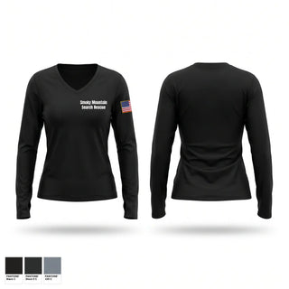 Womens Long Sleeve Vneck Shirt, Smoky Mountain Search & Rescue, EMS/EMT, Teamtime, Team time, sublimation, custom sports apparel, team uniforms, spirit wear, spiritwear, sports uniforms, custom shirts, team store, custom team store, fundraiser sports, apparel fundraiser