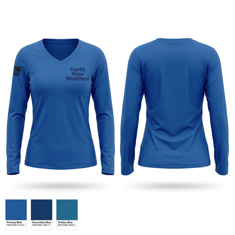 Womens Long Sleeve Vneck Shirt, Fayette Police Department, Police, Teamtime, Team time, sublimation, custom sports apparel, team uniforms, spirit wear, spiritwear, sports uniforms, custom shirts, team store, custom team store, fundraiser sports, apparel fundraiser