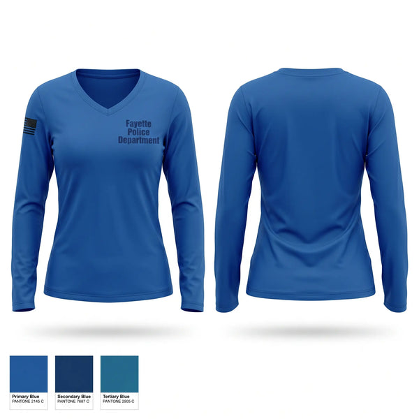 Womens Long Sleeve Vneck Shirt, Fayette Police Department, Police, Teamtime, Team time, sublimation, custom sports apparel, team uniforms, spirit wear, spiritwear, sports uniforms, custom shirts, team store, custom team store, fundraiser sports, apparel fundraiser