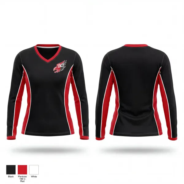 Womens Long Sleeve Vneck Shirt, DALY CITY FALCONS, Men's Basketball, Teamtime, Team time, sublimation, custom sports apparel, team uniforms, spirit wear, spiritwear, sports uniforms, custom shirts, team store, custom team store, fundraiser sports, apparel fundraiser