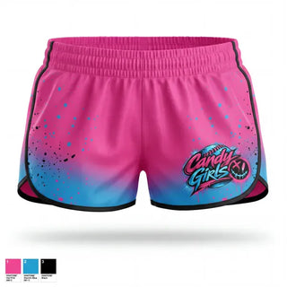 Womens Shorts, Candy Girls, Softball, Teamtime, Team time, sublimation, custom sports apparel, team uniforms, spirit wear, spiritwear, sports uniforms, custom shirts, team store, custom team store, fundraiser sports, apparel fundraiser