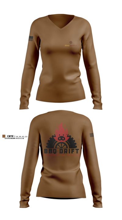 BBQ Drift 17355442 Women's Long Sleeve V-neck Shirt - 1