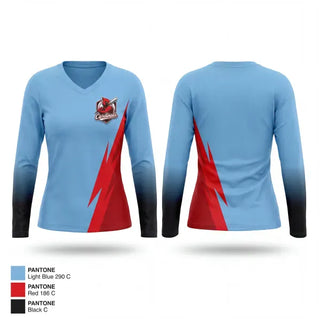 Womens Long Sleeve Vneck Shirt, Cardinals, Baseball, Teamtime, Team time, sublimation, custom sports apparel, team uniforms, spirit wear, spiritwear, sports uniforms, custom shirts, team store, custom team store, fundraiser sports, apparel fundraiser