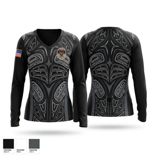 Womens Long Sleeve Vneck Shirt, Lower Elwha Police Department, Police, Teamtime, Team time, sublimation, custom sports apparel, team uniforms, spirit wear, spiritwear, sports uniforms, custom shirts, team store, custom team store, fundraiser sports, apparel fundraiser