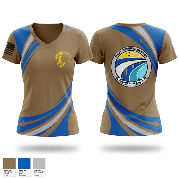 Womens Short Sleeve Vneck Shirt, NRC North Island, Navy, Teamtime, Team time, sublimation, custom sports apparel, team uniforms, spirit wear, spiritwear, sports uniforms, custom shirts, team store, custom team store, fundraiser sports, apparel fundraiser