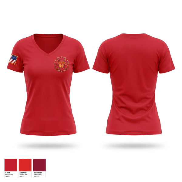 Womens Short Sleeve Vneck Shirt, Strawn VFD, Fire Department, Teamtime, Team time, sublimation, custom sports apparel, team uniforms, spirit wear, spiritwear, sports uniforms, custom shirts, team store, custom team store, fundraiser sports, apparel fundraiser