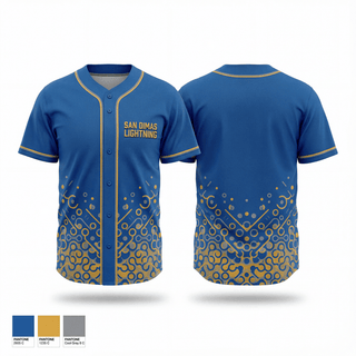 Full Button Baseball Jersey, San Dimas Lightning, Baseball, Teamtime, Team time, sublimation, custom sports apparel, team uniforms, spirit wear, spiritwear, sports uniforms, custom shirts, team store, custom team store, fundraiser sports, apparel fundraiser