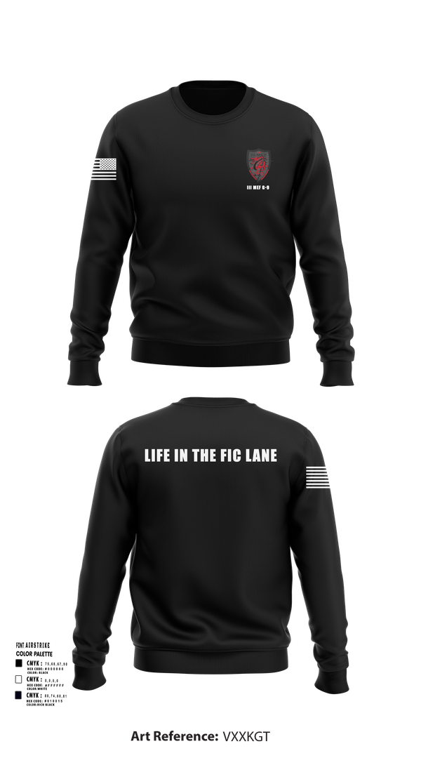 Crew Neck Sweatshirt, III MEF G-9, Marines, Teamtime, Team time, sublimation, custom sports apparel, team uniforms, spirit wear, spiritwear, sports uniforms, custom shirts, team store, custom team store, fundraiser sports, apparel fundraiser