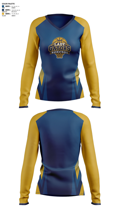 Lady Gators Basketball 81597712 Women's Long Sleeve V-neck Shirt - 2