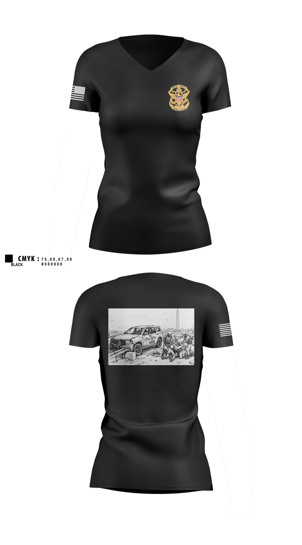 Womens Short Sleeve Vneck Shirt, Crime Patrol Unit, Police, Teamtime, Team time, sublimation, custom sports apparel, team uniforms, spirit wear, spiritwear, sports uniforms, custom shirts, team store, custom team store, fundraiser sports, apparel fundraiser